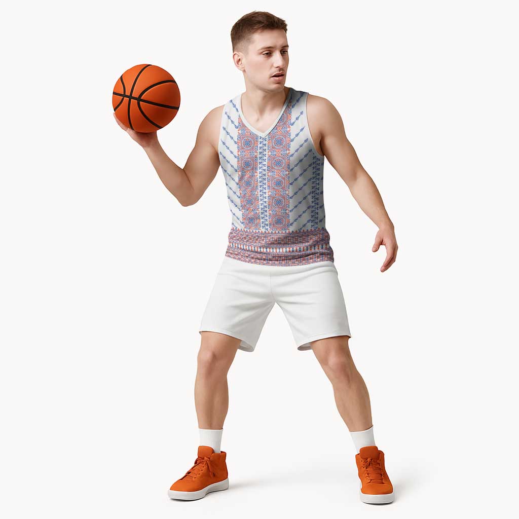 Traditional Romanian Costume Basketball Jersey National Folk Patterns - Wonder Print Shop