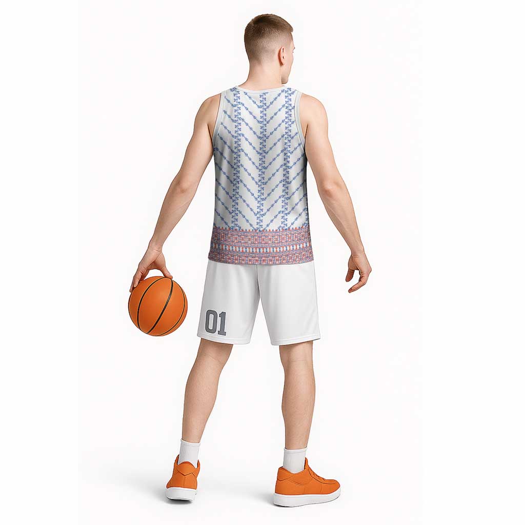 Traditional Romanian Costume Basketball Jersey National Folk Patterns - Wonder Print Shop