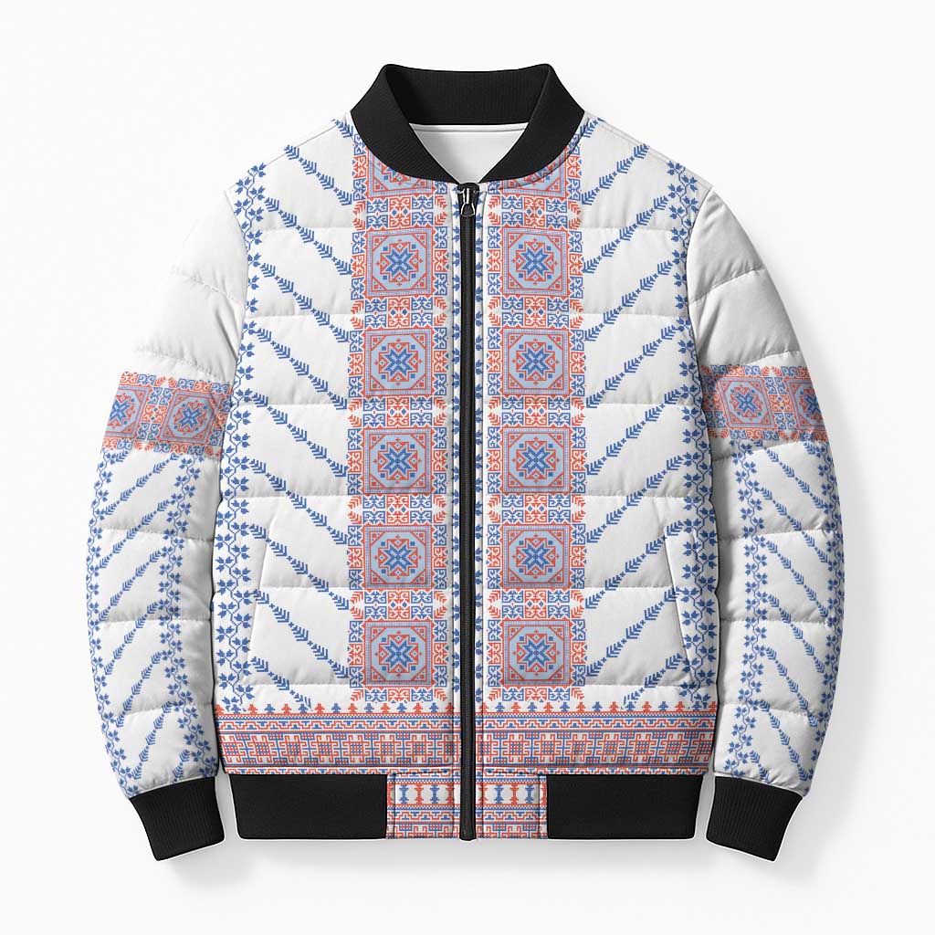 Traditional Romanian Costume Bomber Puffer Jacket National Folk Patterns - Wonder Print Shop