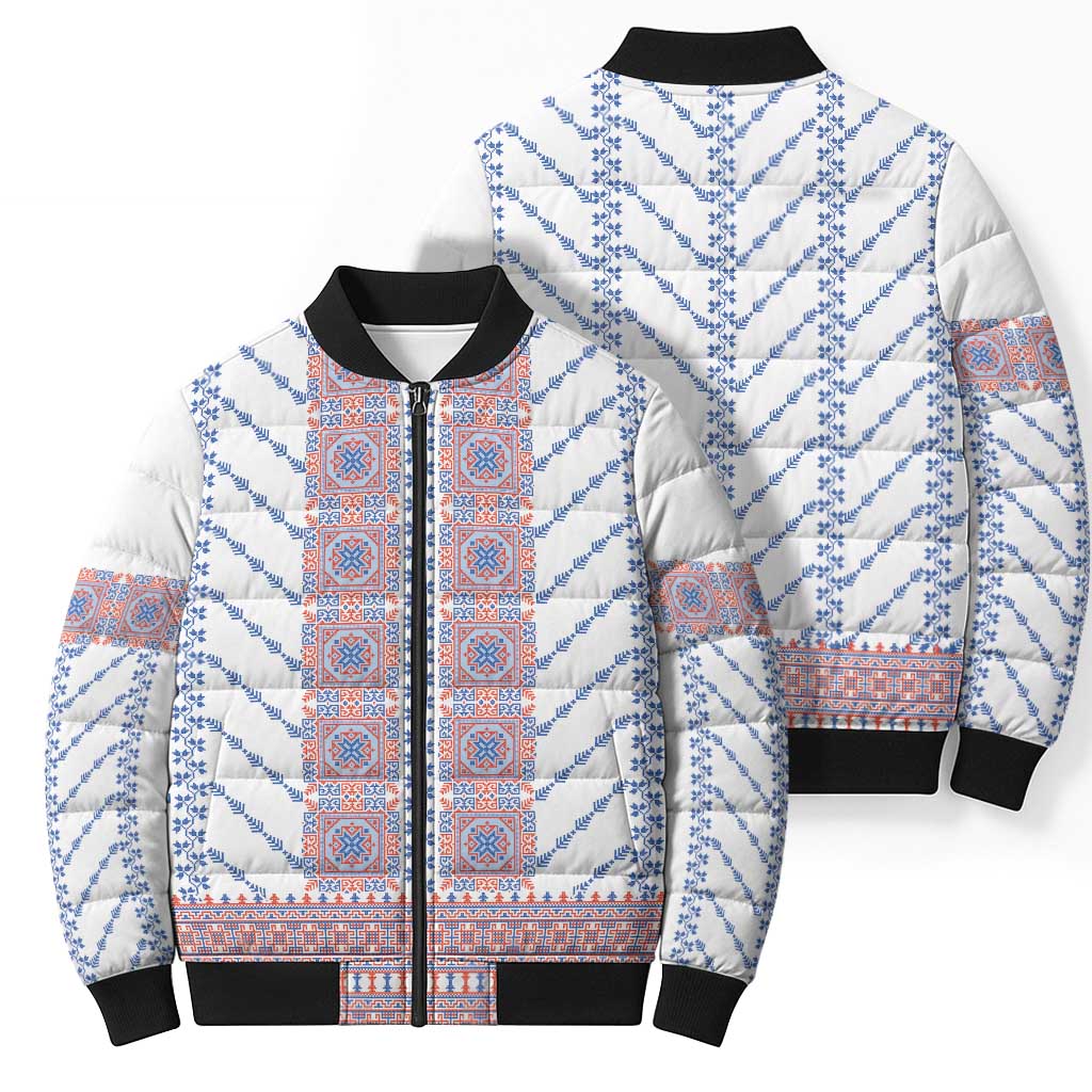 Traditional Romanian Costume Bomber Puffer Jacket National Folk Patterns - Wonder Print Shop