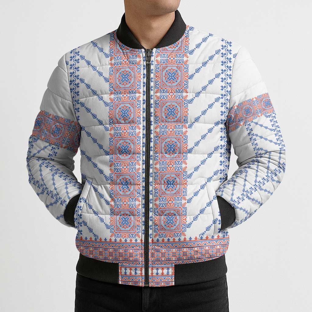 Traditional Romanian Costume Bomber Puffer Jacket National Folk Patterns - Wonder Print Shop