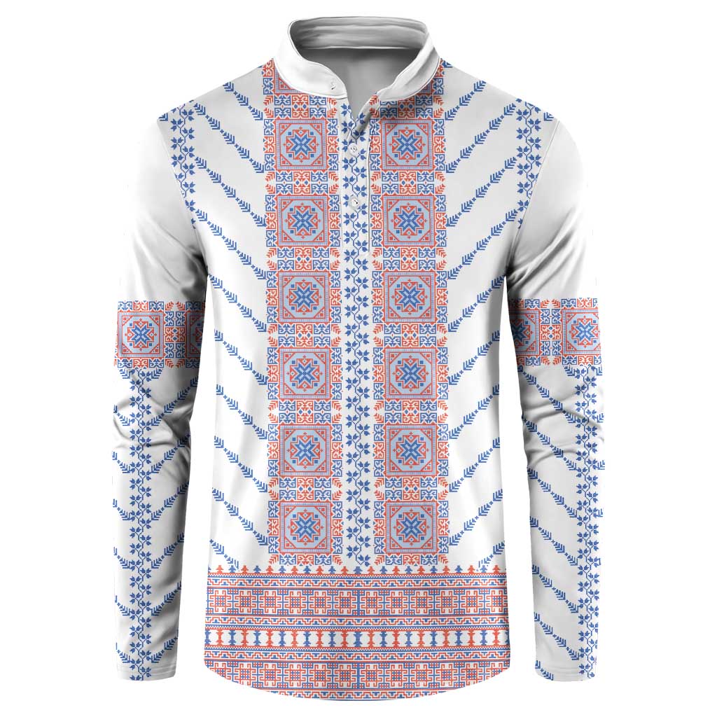Traditional Romanian Costume Button Sweatshirt National Folk Patterns - Wonder Print Shop