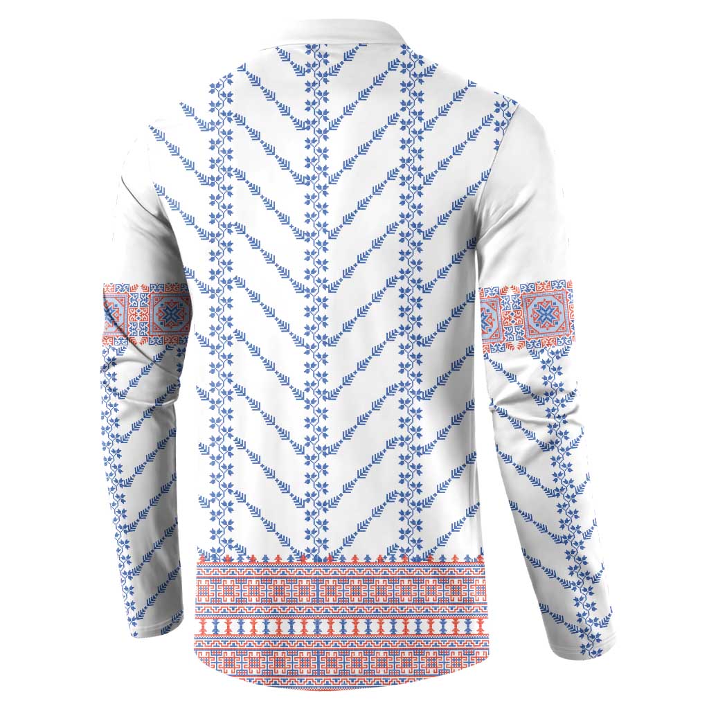 Traditional Romanian Costume Button Sweatshirt National Folk Patterns - Wonder Print Shop