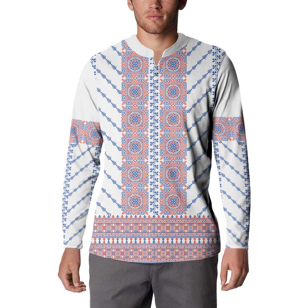 Traditional Romanian Costume Button Sweatshirt National Folk Patterns - Wonder Print Shop