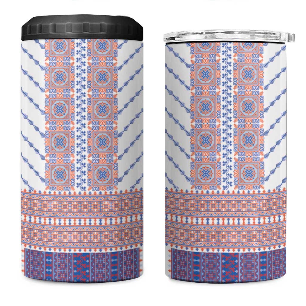 Traditional Romanian Costume 4 in 1 Can Cooler Tumbler National Folk Patterns - Wonder Print Shop