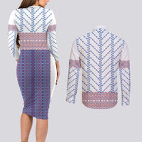 Traditional Romanian Costume Couples Matching Long Sleeve Bodycon Dress and Long Sleeve Button Shirt National Folk Patterns - Wonder Print Shop