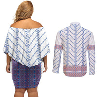 Traditional Romanian Costume Couples Matching Off Shoulder Short Dress and Long Sleeve Button Shirt National Folk Patterns - Wonder Print Shop