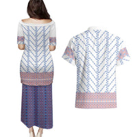 Traditional Romanian Costume Couples Matching Puletasi and Hawaiian Shirt National Folk Patterns - Wonder Print Shop