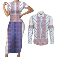 Traditional Romanian Costume Couples Matching Short Sleeve Bodycon Dress and Long Sleeve Button Shirt National Folk Patterns - Wonder Print Shop