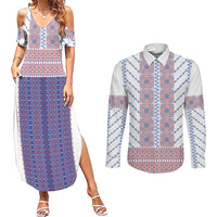 Traditional Romanian Costume Couples Matching Summer Maxi Dress and Long Sleeve Button Shirt National Folk Patterns - Wonder Print Shop