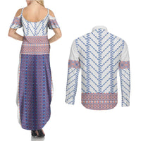 Traditional Romanian Costume Couples Matching Summer Maxi Dress and Long Sleeve Button Shirt National Folk Patterns - Wonder Print Shop