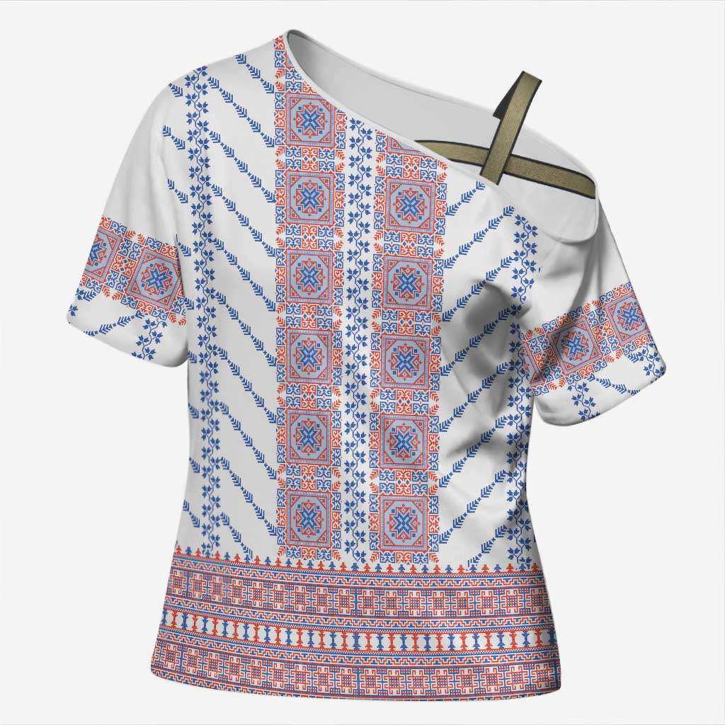 Traditional Romanian Costume Cross Shoulder Shirt National Folk Patterns - Wonder Print Shop