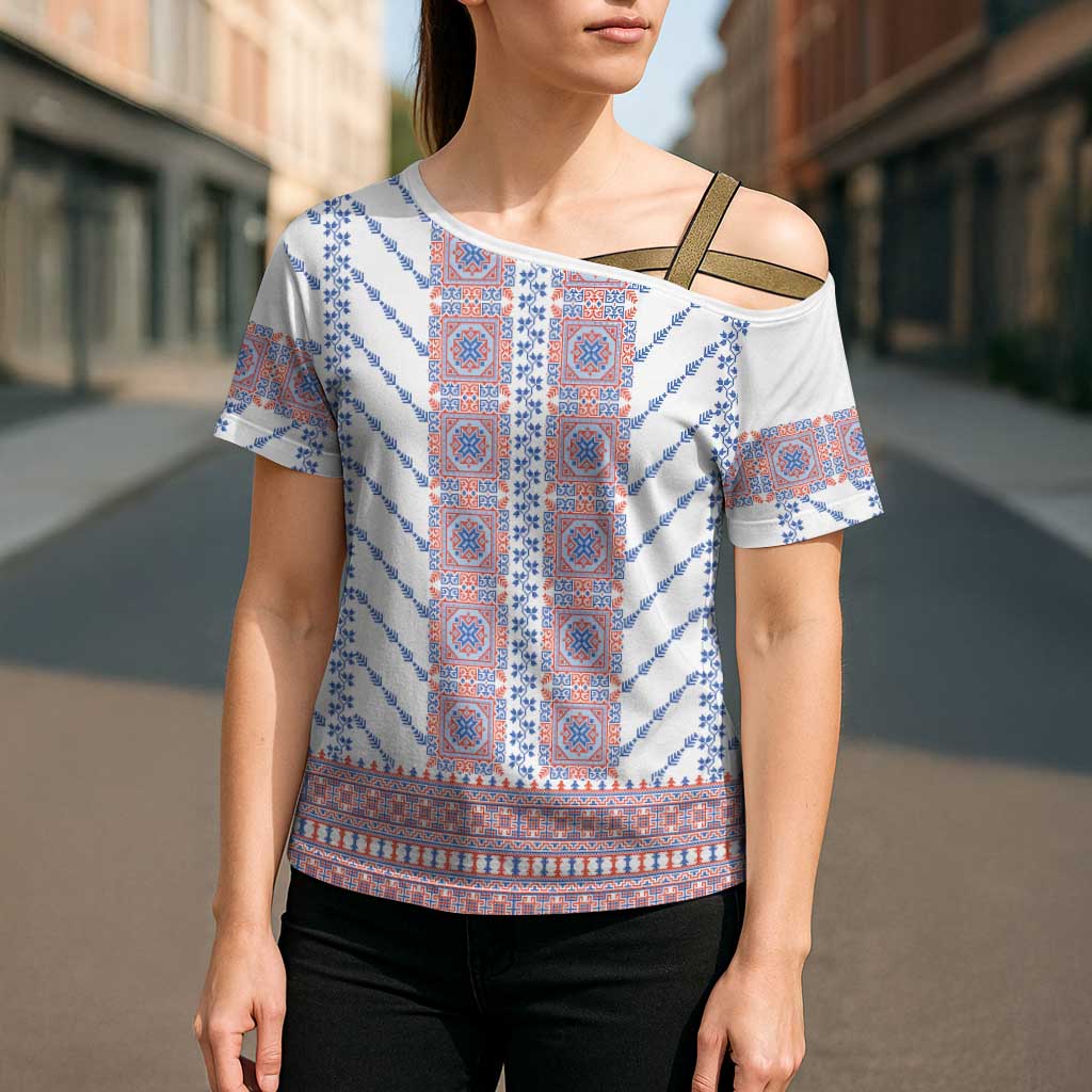 Traditional Romanian Costume Cross Shoulder Shirt National Folk Patterns - Wonder Print Shop