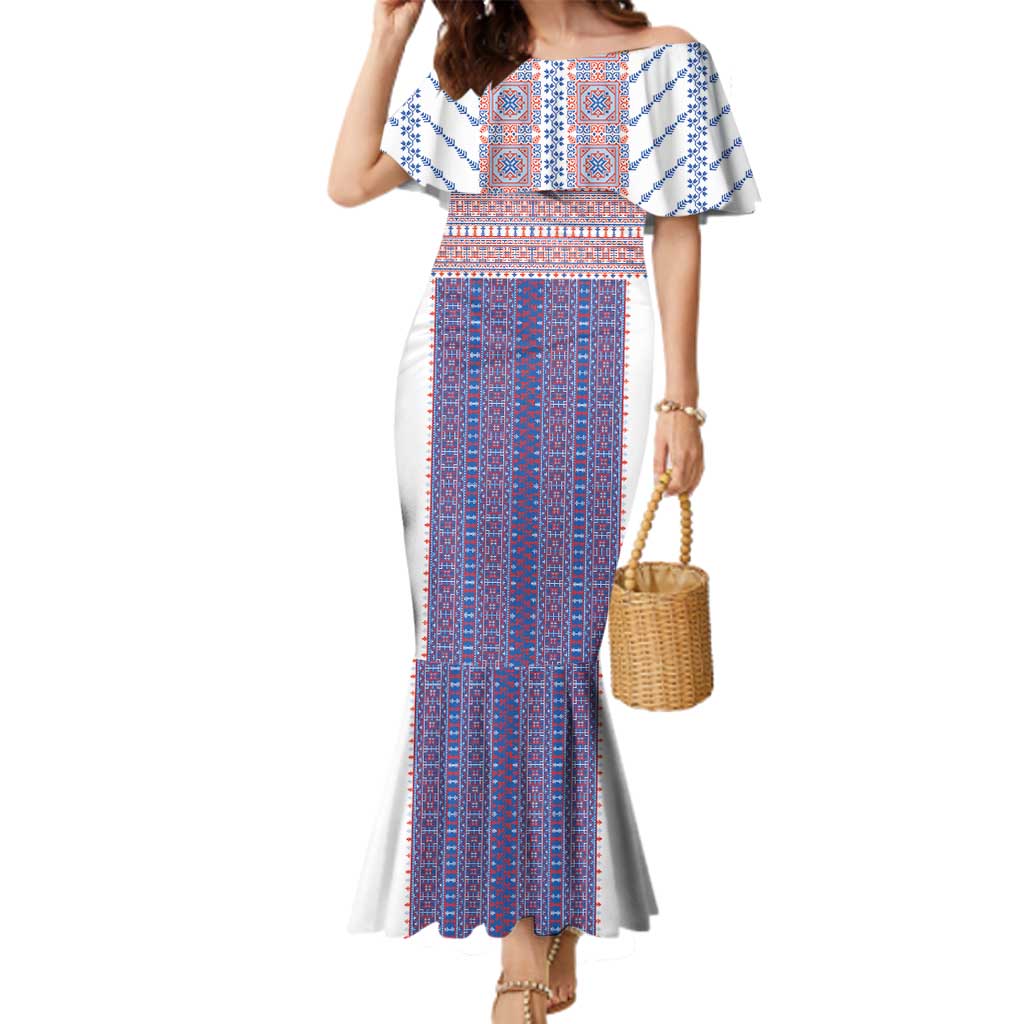 Traditional Romanian Costume Family Matching Mermaid Dress and Hawaiian Shirt National Folk Patterns - Wonder Print Shop