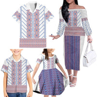 Traditional Romanian Costume Family Matching Off The Shoulder Long Sleeve Dress and Hawaiian Shirt National Folk Patterns - Wonder Print Shop
