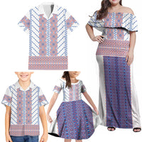 Traditional Romanian Costume Family Matching Off Shoulder Maxi Dress and Hawaiian Shirt National Folk Patterns - Wonder Print Shop