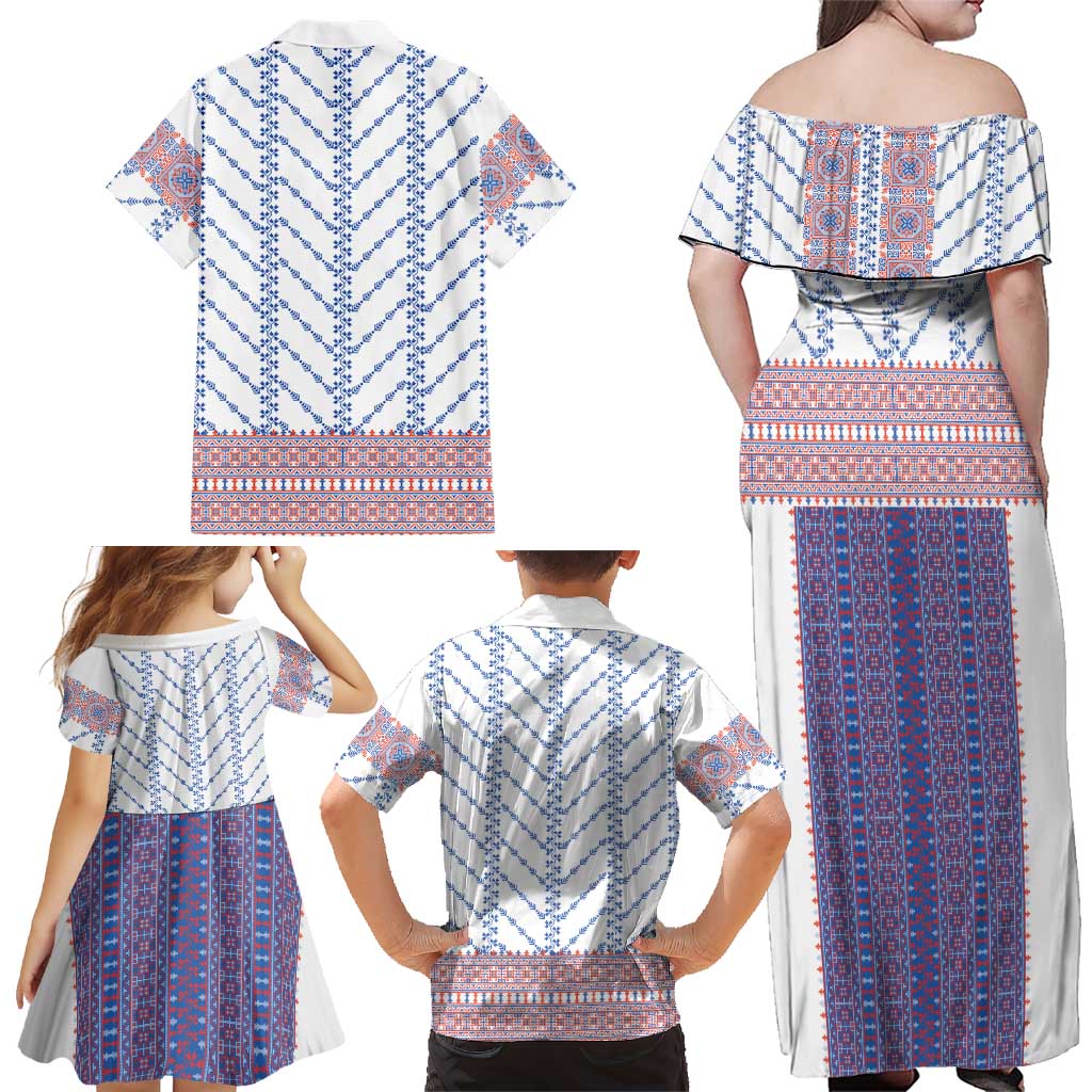 Traditional Romanian Costume Family Matching Off Shoulder Maxi Dress and Hawaiian Shirt National Folk Patterns - Wonder Print Shop
