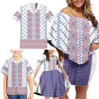 Traditional Romanian Costume Family Matching Off Shoulder Short Dress and Hawaiian Shirt National Folk Patterns - Wonder Print Shop