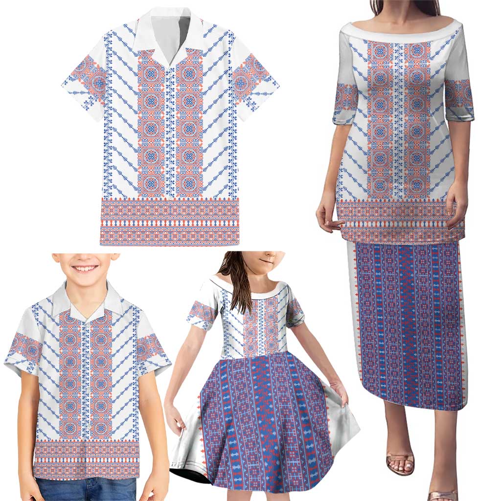 Traditional Romanian Costume Family Matching Puletasi and Hawaiian Shirt National Folk Patterns - Wonder Print Shop