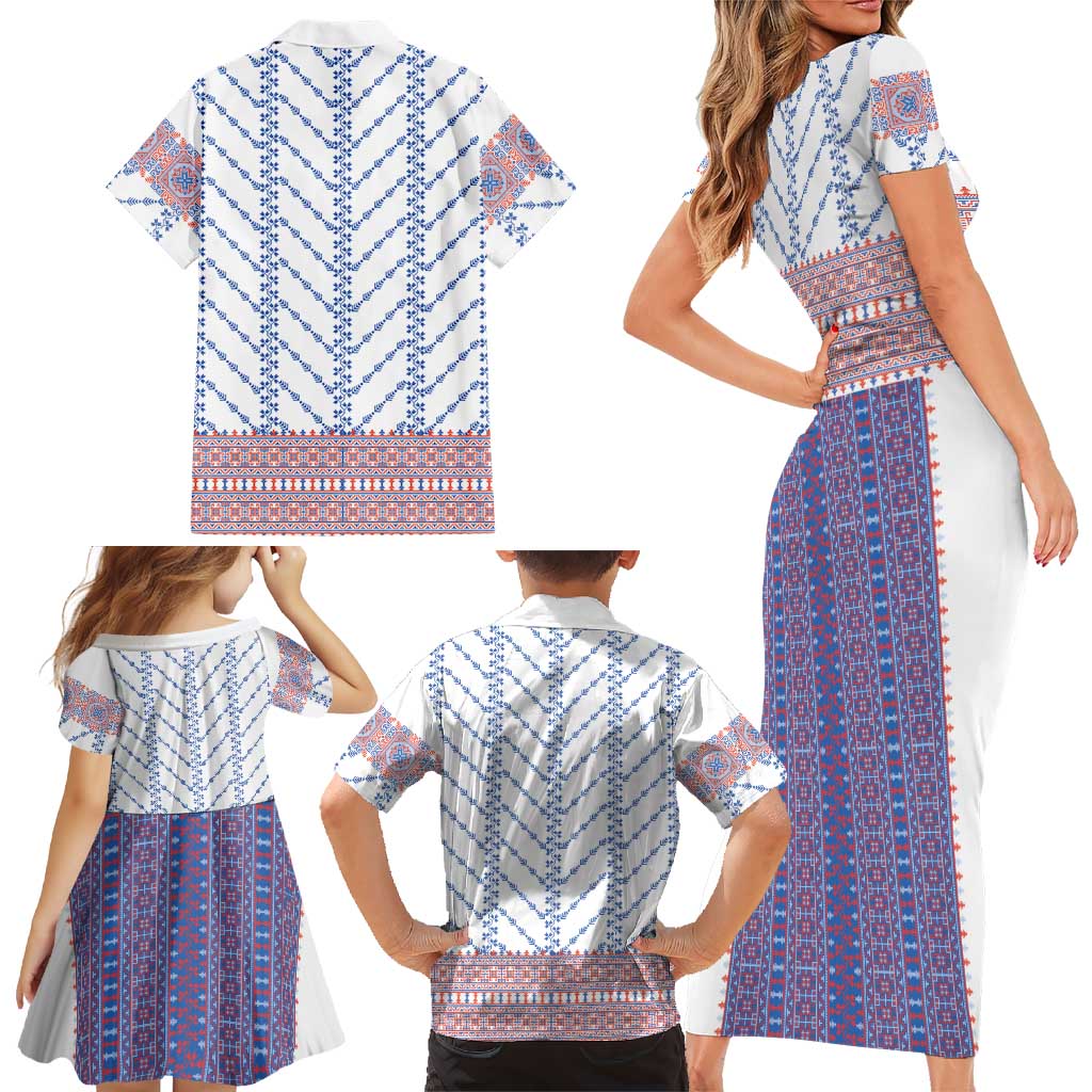 Traditional Romanian Costume Family Matching Short Sleeve Bodycon Dress and Hawaiian Shirt National Folk Patterns - Wonder Print Shop