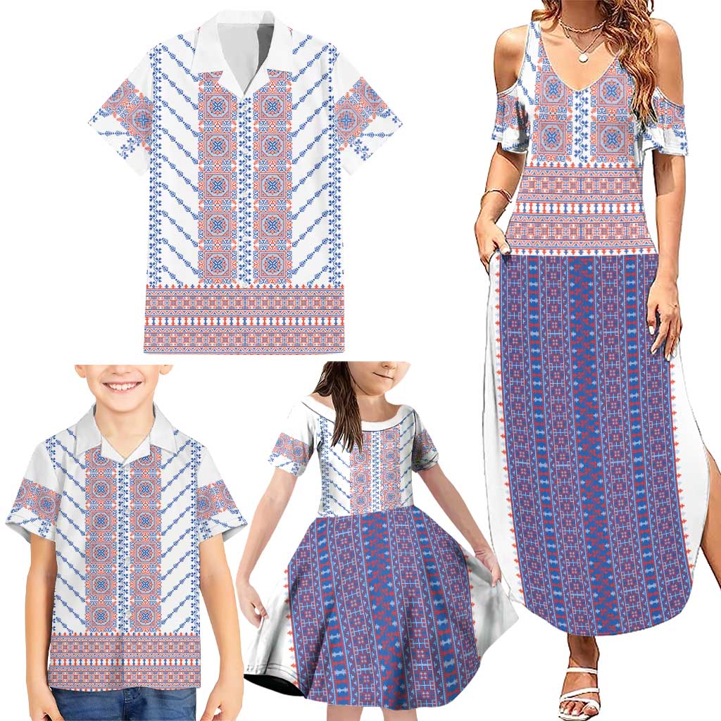 Traditional Romanian Costume Family Matching Summer Maxi Dress and Hawaiian Shirt National Folk Patterns - Wonder Print Shop