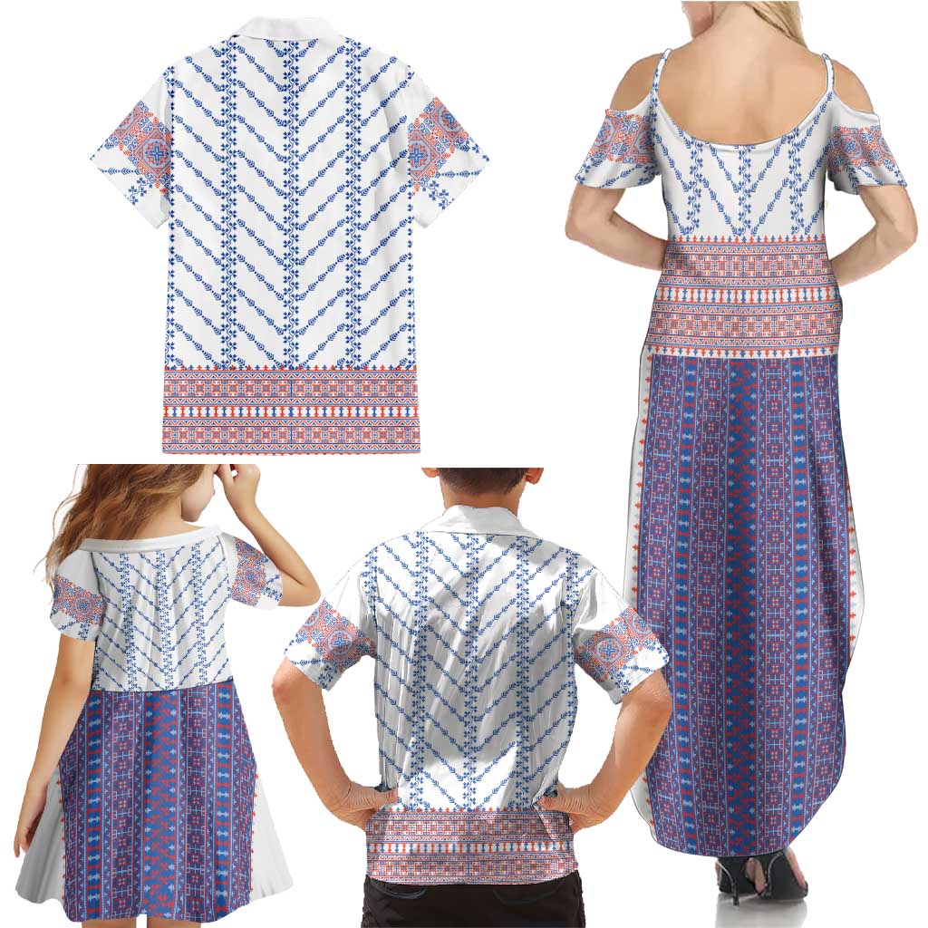 Traditional Romanian Costume Family Matching Summer Maxi Dress and Hawaiian Shirt National Folk Patterns - Wonder Print Shop