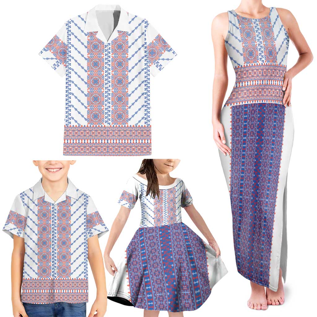 Traditional Romanian Costume Family Matching Tank Maxi Dress and Hawaiian Shirt National Folk Patterns - Wonder Print Shop
