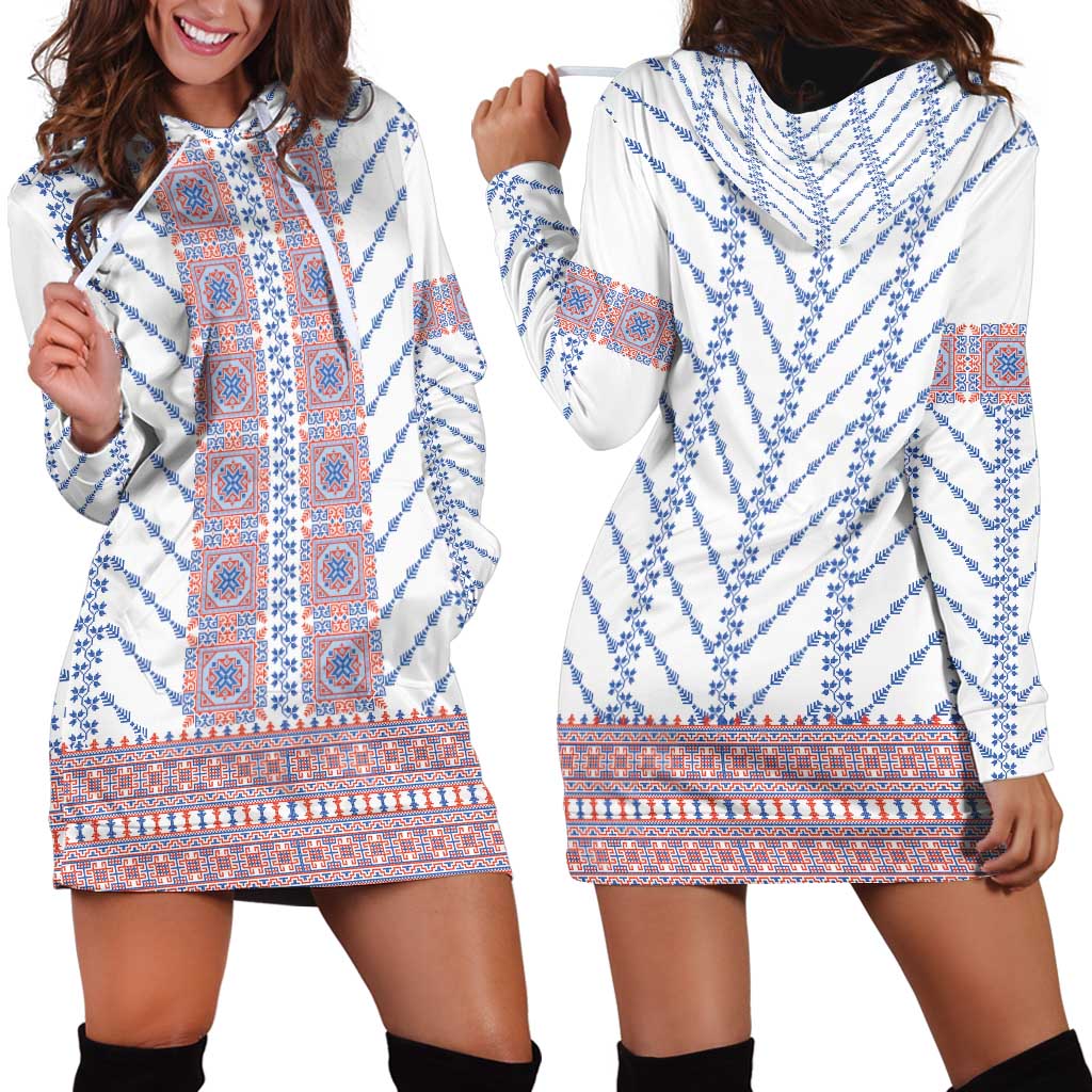 Traditional Romanian Costume Hoodie Dress National Folk Patterns - Wonder Print Shop