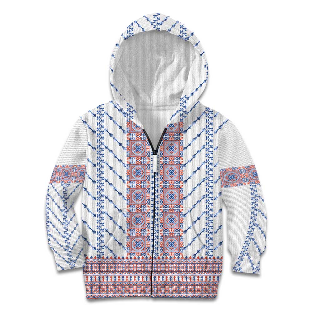 Traditional Romanian Costume Kid Hoodie National Folk Patterns - Wonder Print Shop