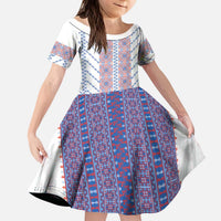 Traditional Romanian Costume Kid Short Sleeve Dress National Folk Patterns - Wonder Print Shop