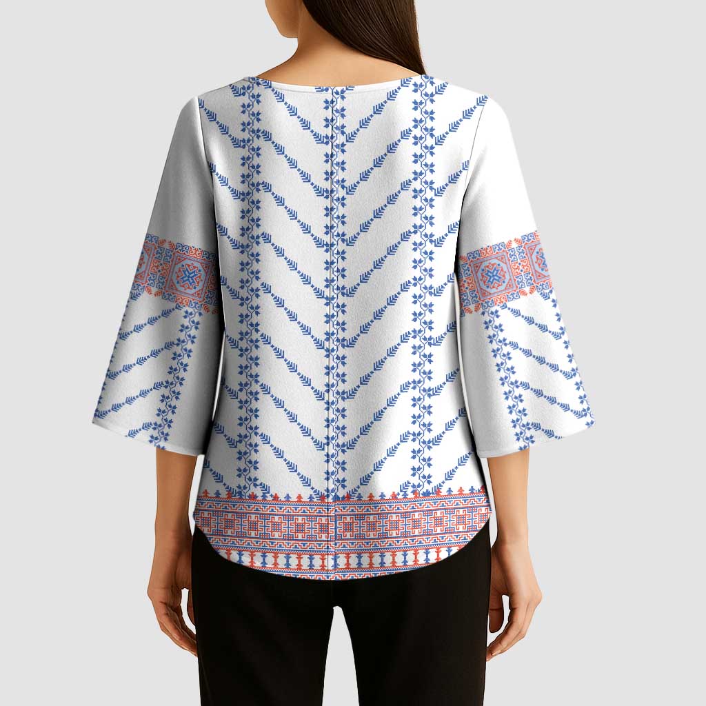 Traditional Romanian Costume Kimono Sleeve Blouse National Folk Patterns - Wonder Print Shop