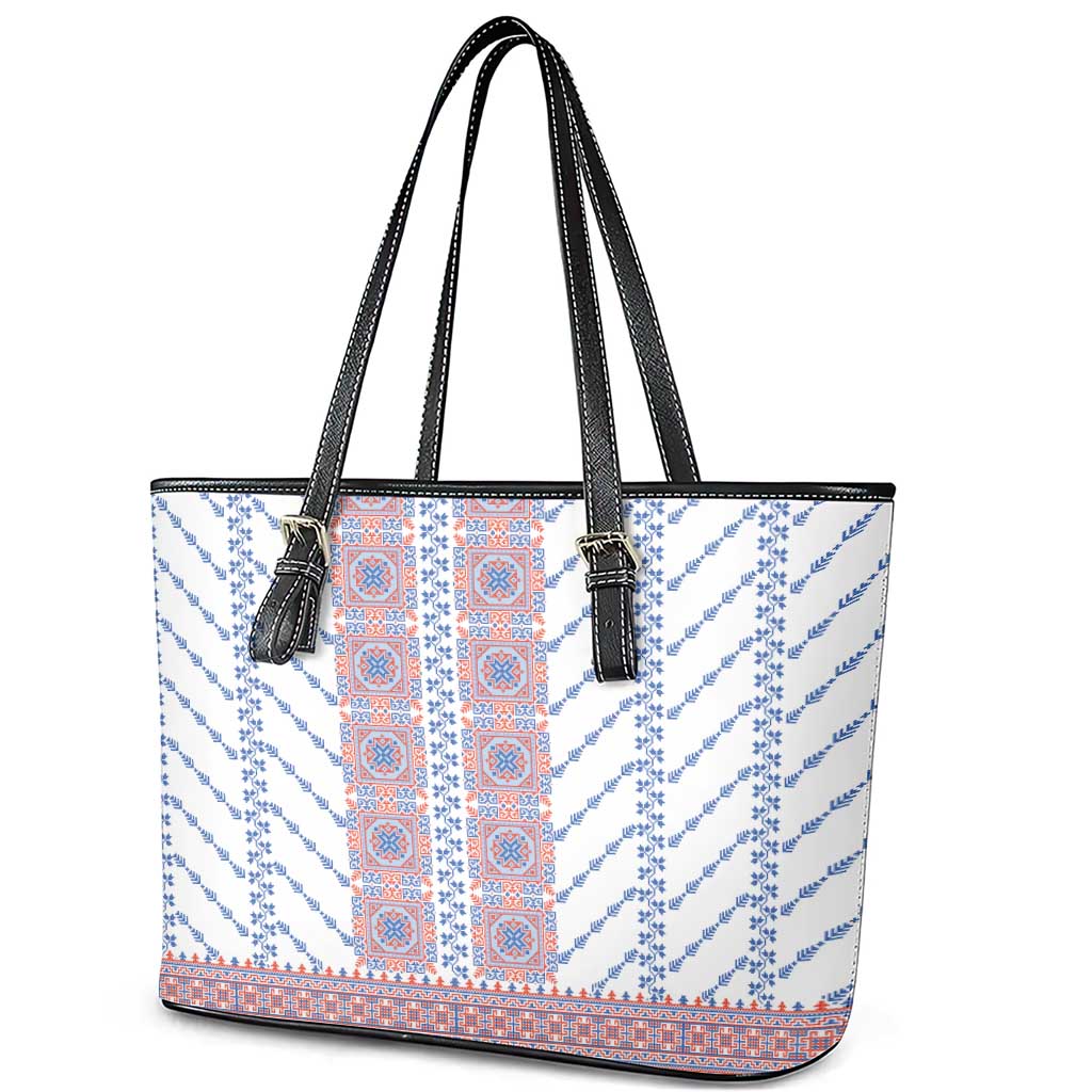 Traditional Romanian Costume Leather Tote Bag National Folk Patterns - Wonder Print Shop