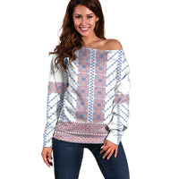 Traditional Romanian Costume Off Shoulder Sweater National Folk Patterns - Wonder Print Shop