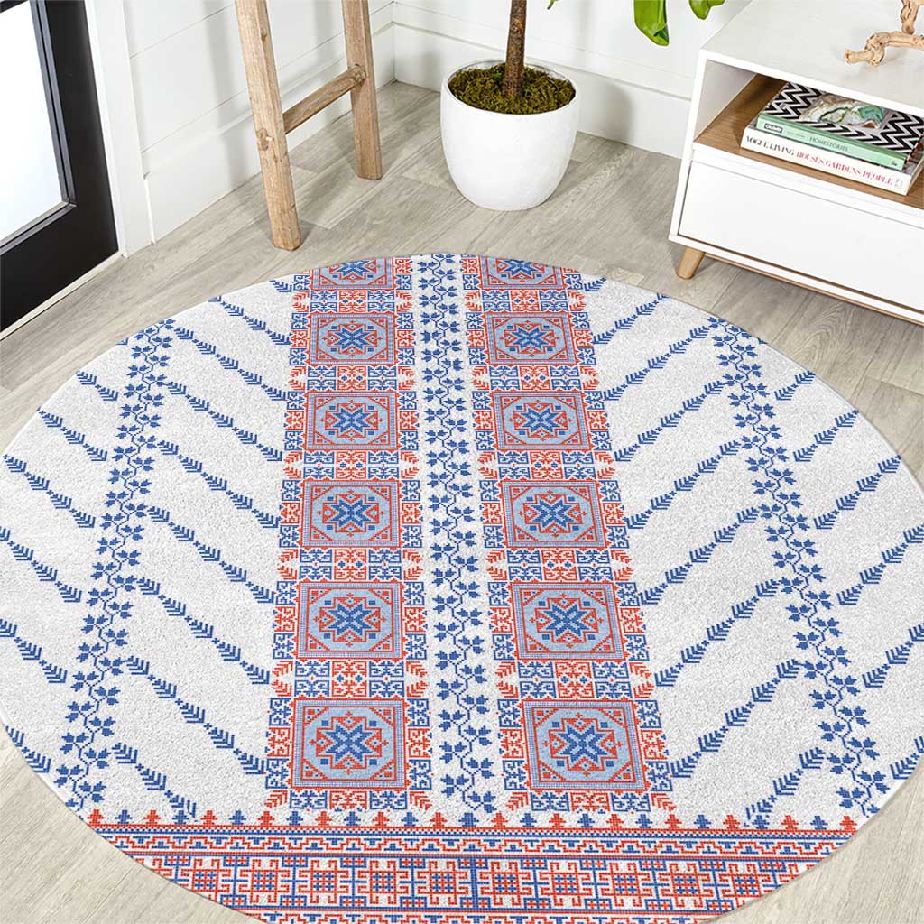 Traditional Romanian Costume Round Carpet National Folk Patterns - Wonder Print Shop
