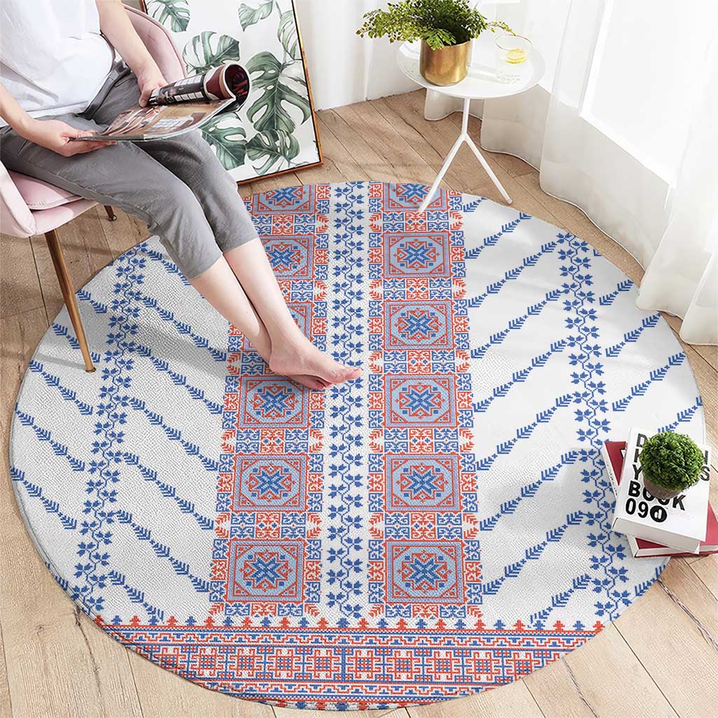 Traditional Romanian Costume Round Carpet National Folk Patterns - Wonder Print Shop