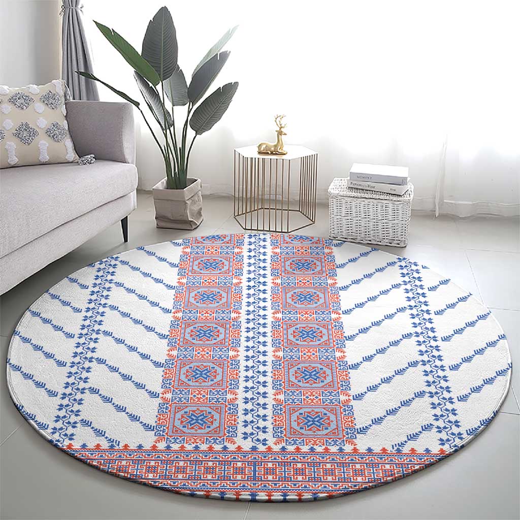 Traditional Romanian Costume Round Carpet National Folk Patterns - Wonder Print Shop
