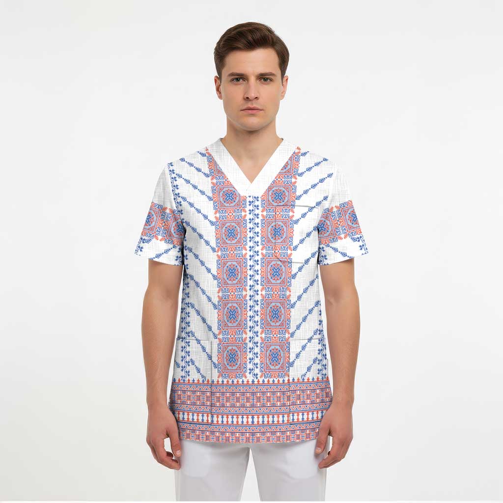 Traditional Romanian Costume Scrub Top National Folk Patterns - Wonder Print Shop