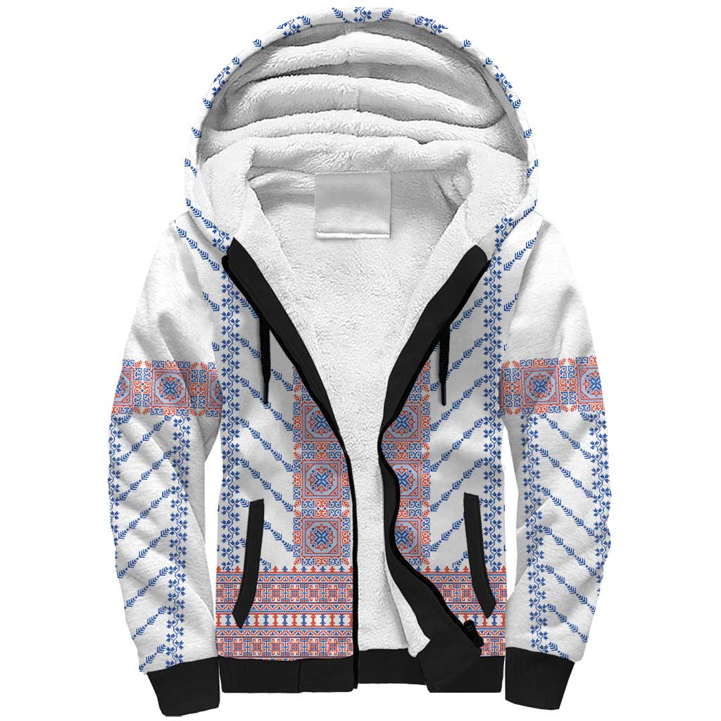 Traditional Romanian Costume Sherpa Hoodie National Folk Patterns - Wonder Print Shop