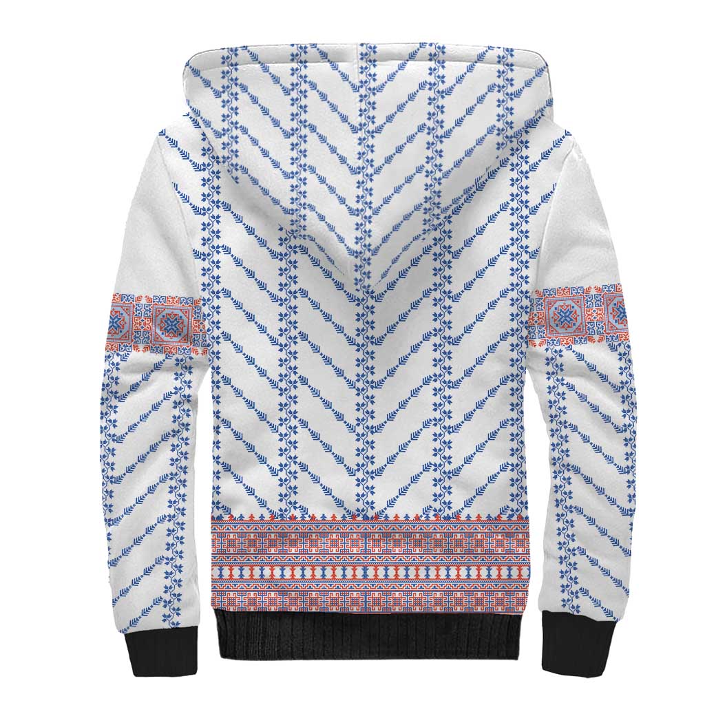 Traditional Romanian Costume Sherpa Hoodie National Folk Patterns - Wonder Print Shop