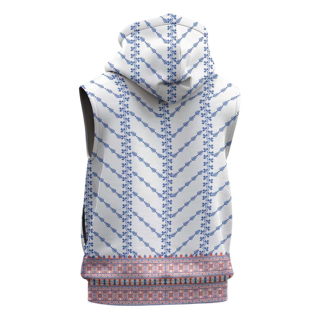 Traditional Romanian Costume Sleeveless Hoodie National Folk Patterns - Wonder Print Shop