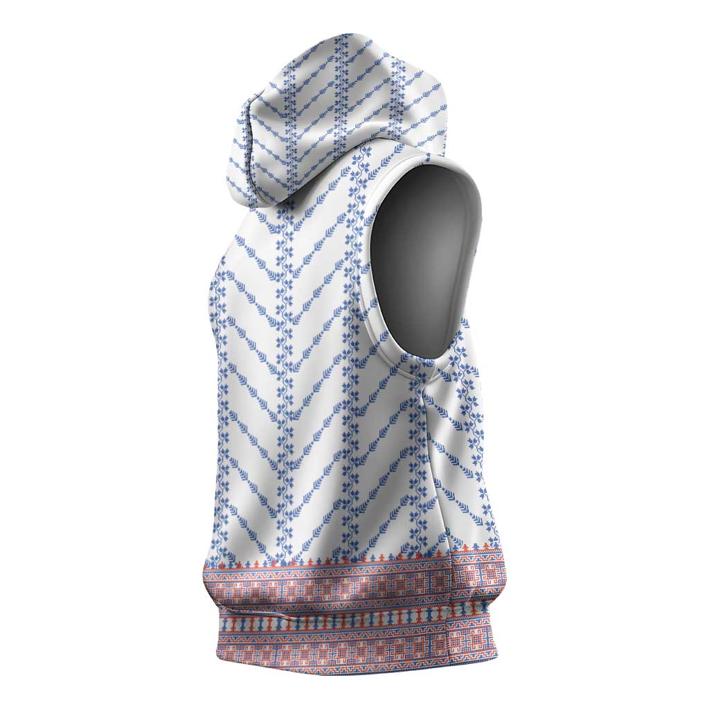 Traditional Romanian Costume Sleeveless Hoodie National Folk Patterns - Wonder Print Shop