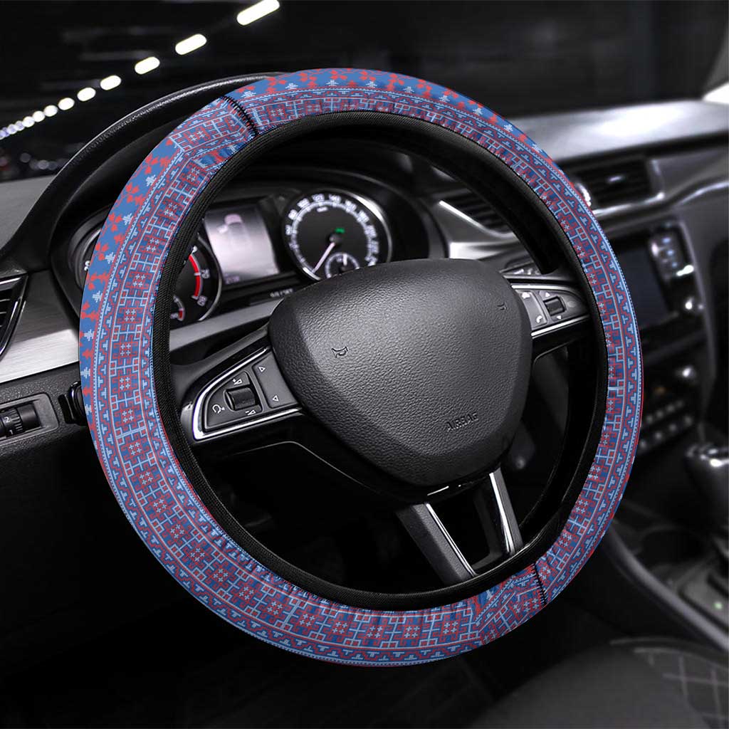 Traditional Romanian Costume Steering Wheel Cover National Folk Patterns - Wonder Print Shop