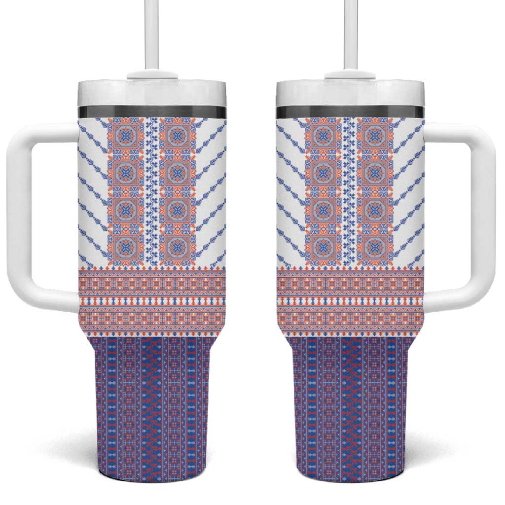 Traditional Romanian Costume Tumbler With Handle National Folk Patterns - Wonder Print Shop