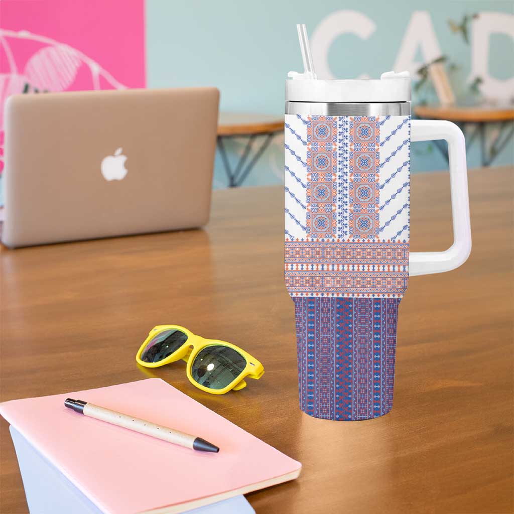 Traditional Romanian Costume Tumbler With Handle National Folk Patterns - Wonder Print Shop