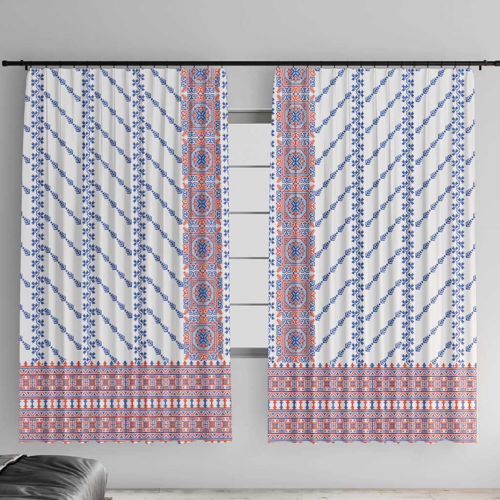 Traditional Romanian Costume Window Curtain National Folk Patterns - Wonder Print Shop