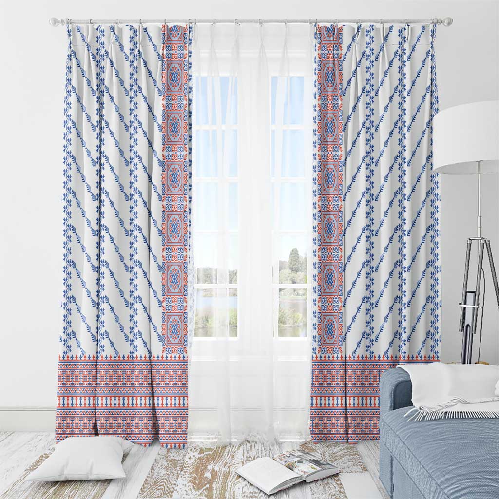 Traditional Romanian Costume Window Curtain National Folk Patterns - Wonder Print Shop