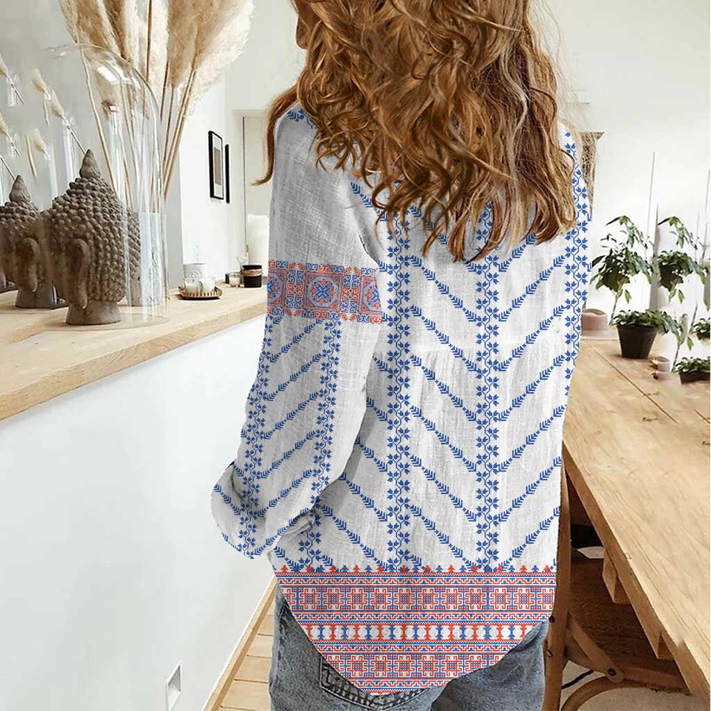 Traditional Romanian Costume Women Casual Shirt National Folk Patterns - Wonder Print Shop