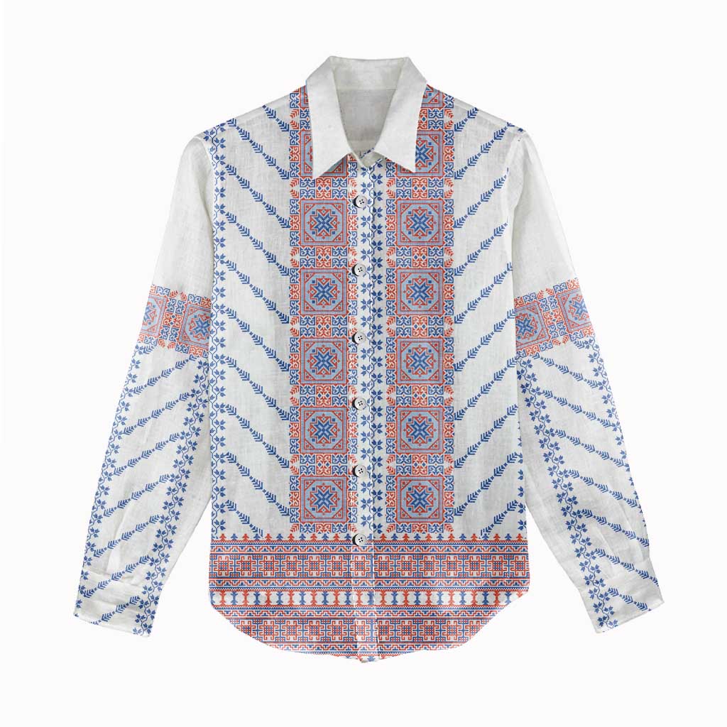 Traditional Romanian Costume Women Casual Shirt National Folk Patterns - Wonder Print Shop