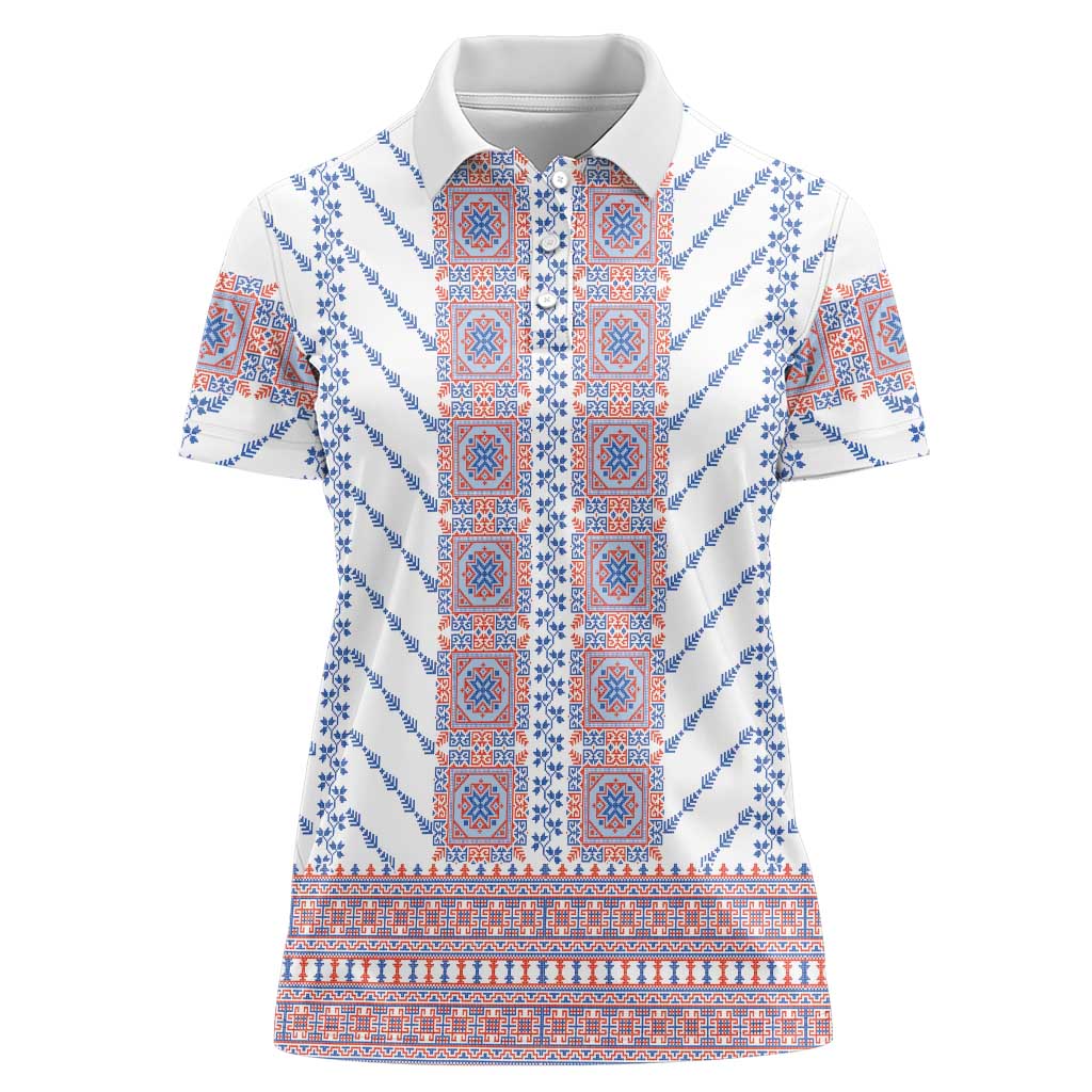 Traditional Romanian Costume Women Polo Shirt National Folk Patterns - Wonder Print Shop