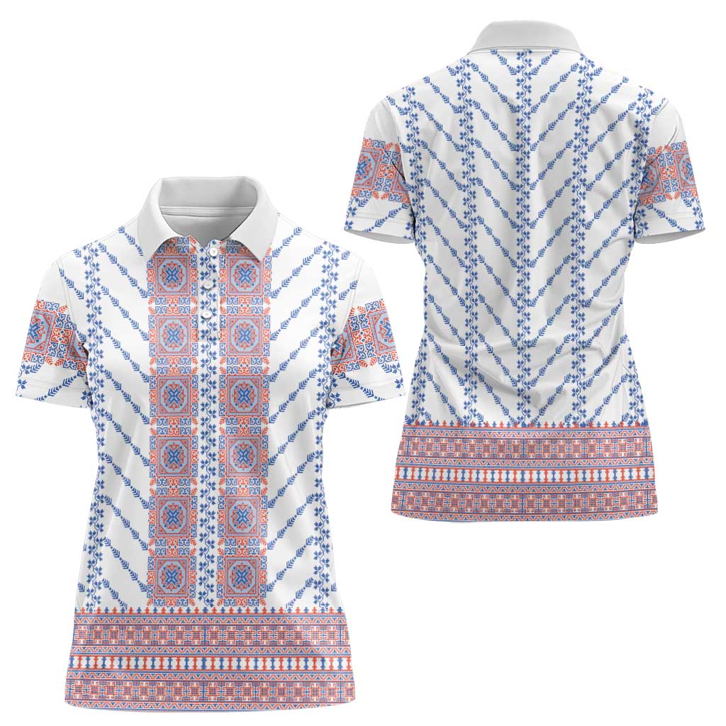 Traditional Romanian Costume Women Polo Shirt National Folk Patterns - Wonder Print Shop
